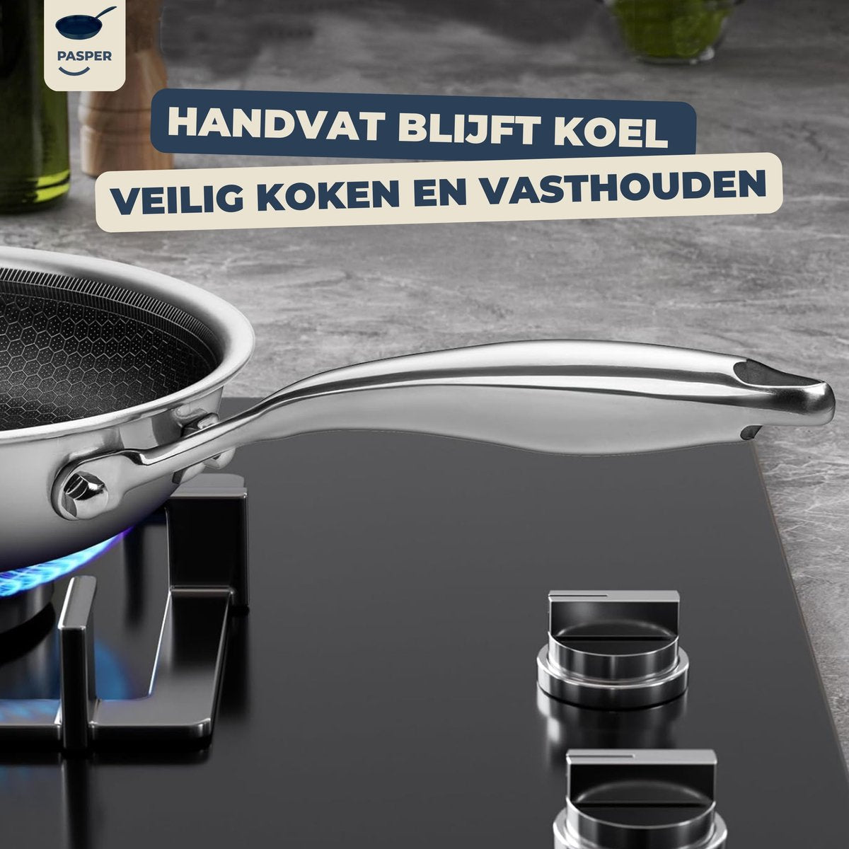 Pasper Koekenpan - PFAS & PTFE vrij - Inductie, Elektrisch, Keramisch & Gas - Anti-Aanbakpan