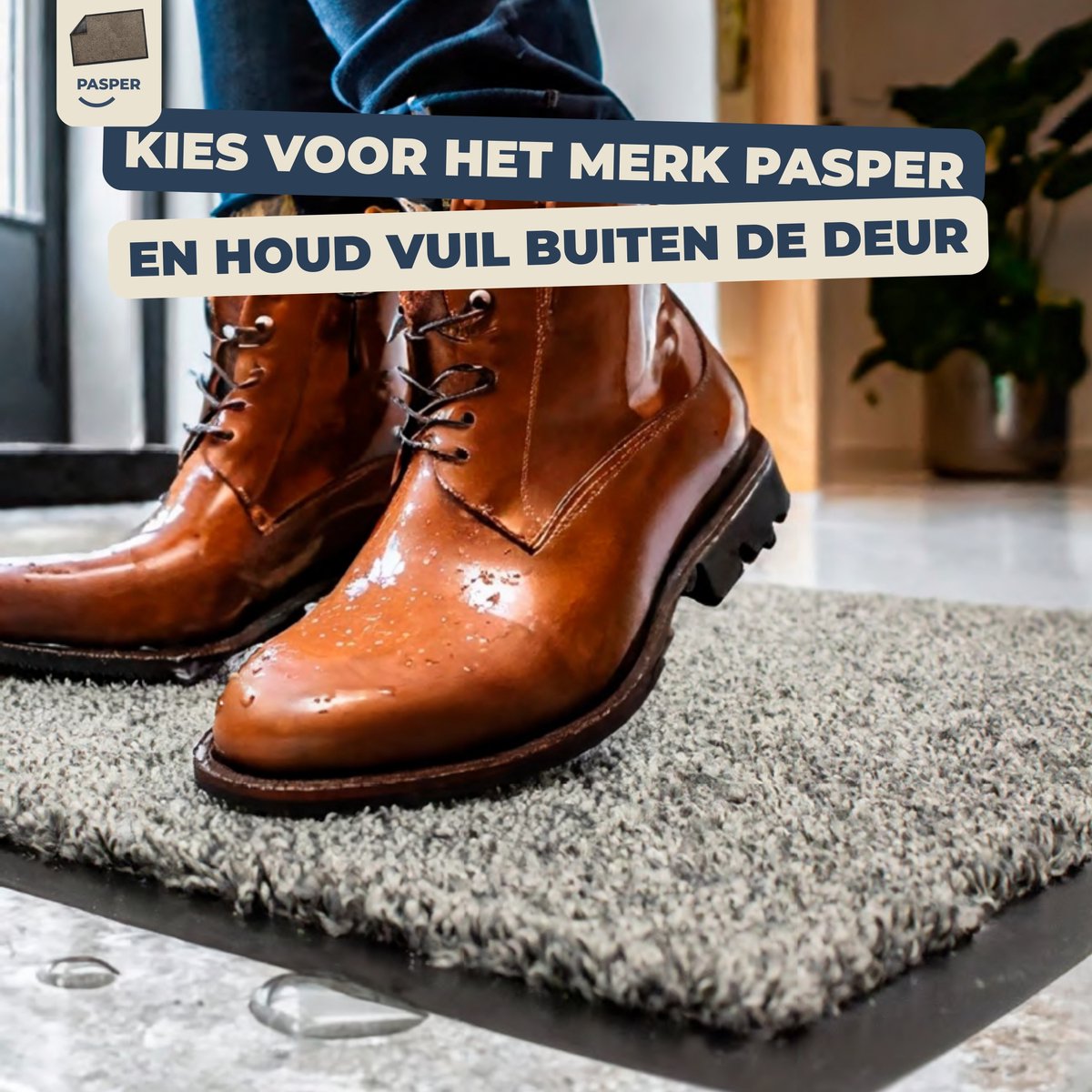 Deurmat binnen droogloop - 100% gerecyclede materialen - Gemaakt in België - Wasbaar - Pasper deurmatten