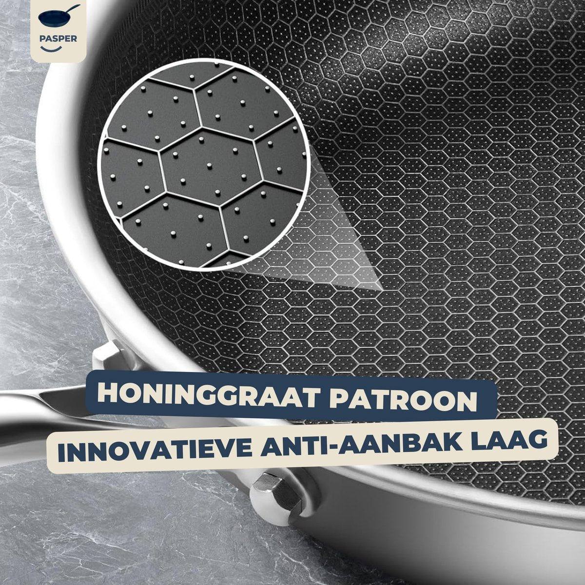 Pasper Koekenpan - PFAS & PTFE vrij - Inductie, Elektrisch, Keramisch & Gas - Anti-Aanbakpan