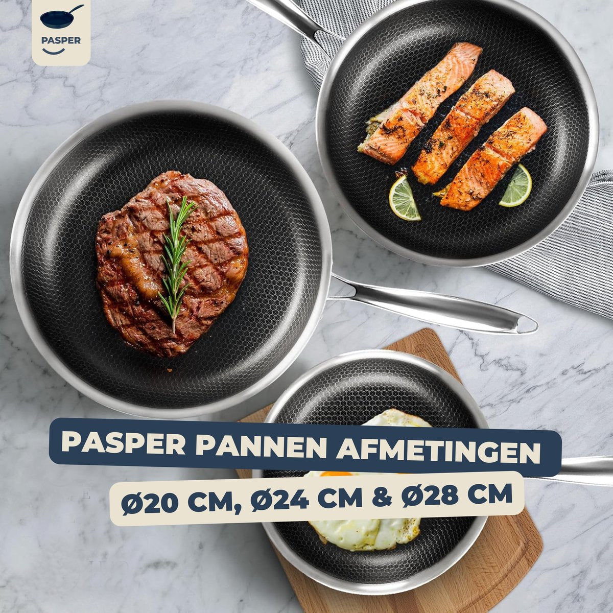 Pasper Koekenpan - PFAS & PTFE vrij - Inductie, Elektrisch, Keramisch & Gas - Anti-Aanbakpan