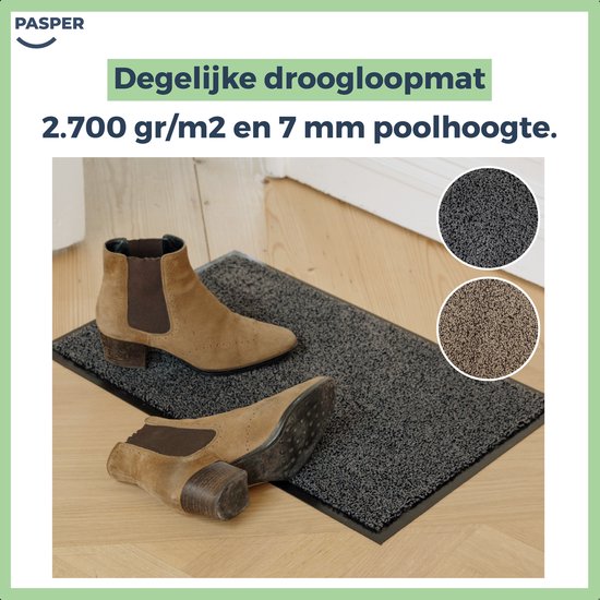 Deurmat binnen droogloop - 100% gerecyclede materialen - Gemaakt in België - Wasbaar - Pasper deurmatten
