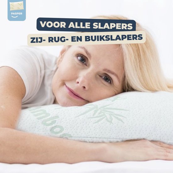 Pasper Bamboe Hoofdkussen - 50 x 76 cm - Hypoallergeen & Ademend kussen - Versnipperd Memory Foam slaapkussen