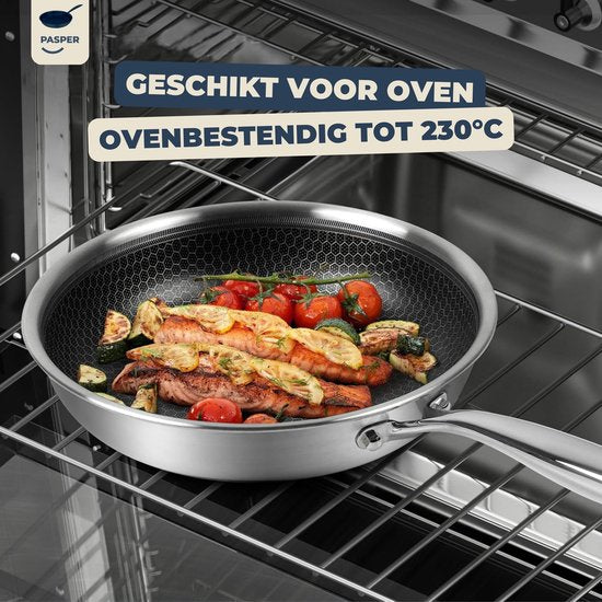 Pasper Koekenpan - PFAS & PTFE vrij - Inductie, Elektrisch, Keramisch & Gas - Anti-Aanbakpan