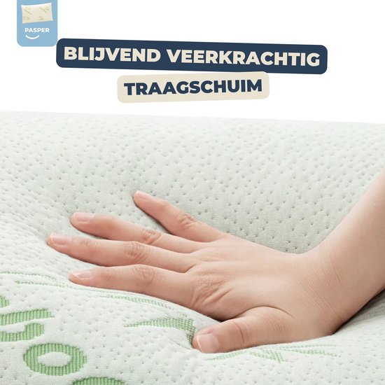 Pasper Bamboe Hoofdkussen - 50 x 76 cm - Hypoallergeen & Ademend kussen - Versnipperd Memory Foam slaapkussen