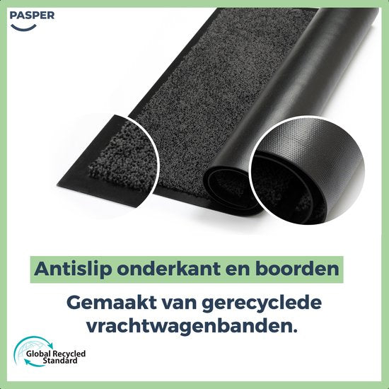 Deurmat binnen droogloop - 100% gerecyclede materialen - Gemaakt in België - Wasbaar - Pasper deurmatten