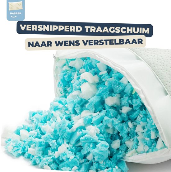 Pasper Bamboe Hoofdkussen - 50 x 76 cm - Hypoallergeen & Ademend kussen - Versnipperd Memory Foam slaapkussen