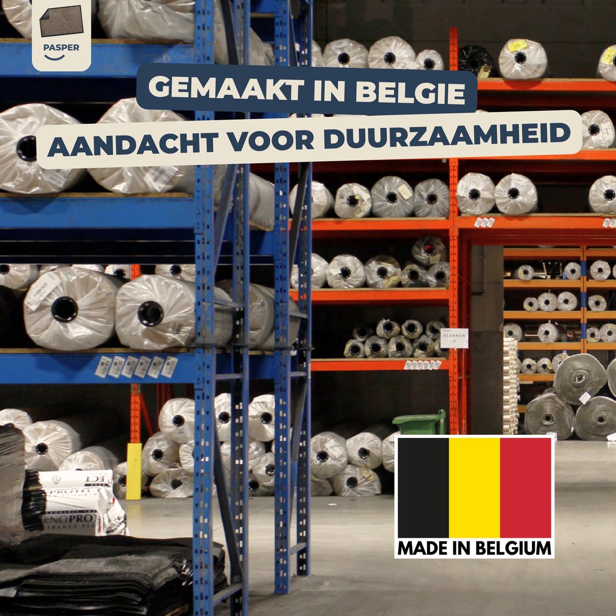 Deurmat binnen droogloop - 100% gerecyclede materialen - Gemaakt in België - Wasbaar - Pasper deurmatten