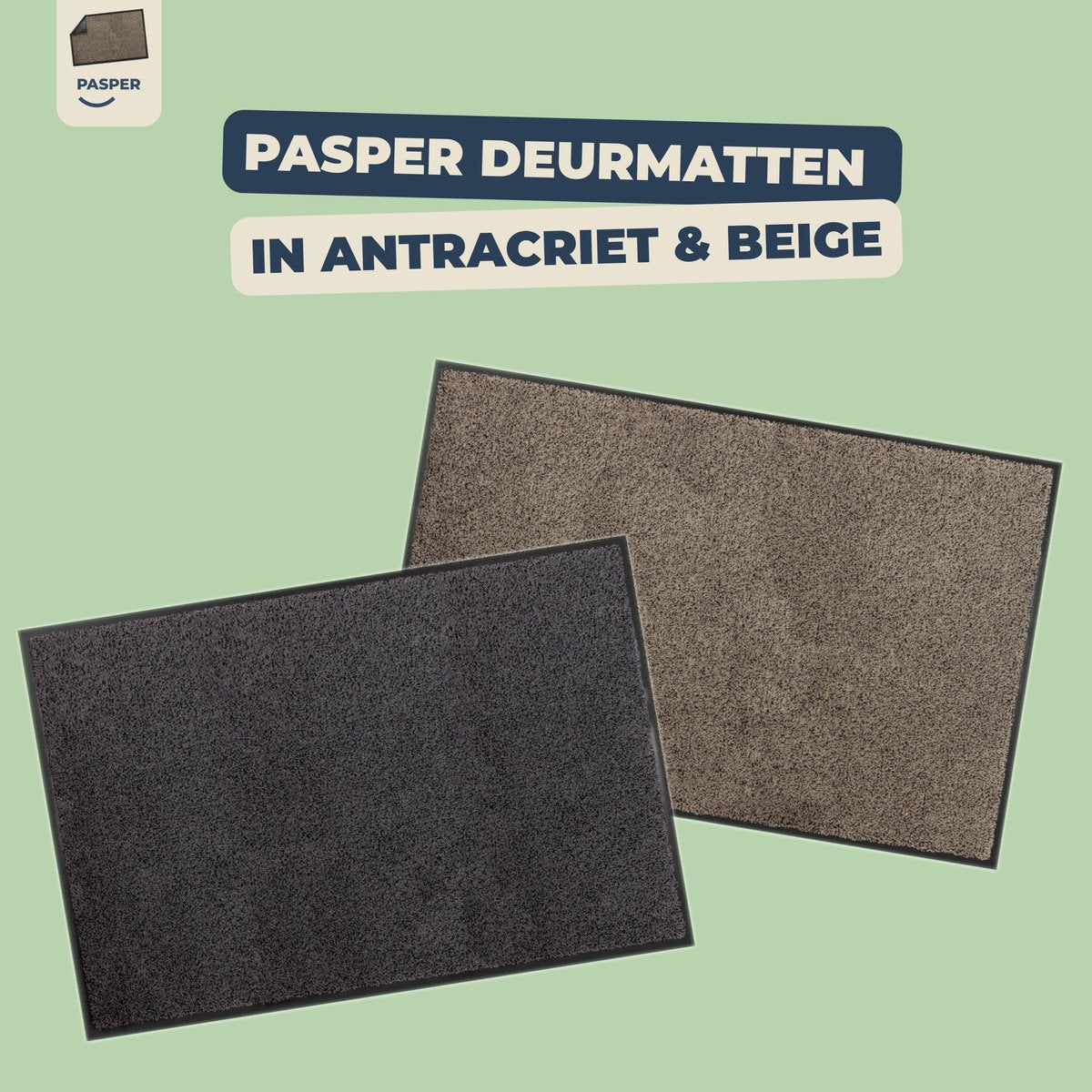 Deurmat binnen droogloop - 100% gerecyclede materialen - Gemaakt in België - Wasbaar - Pasper deurmatten